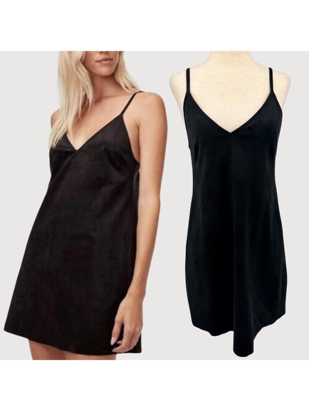 Aritzia Wilfred Faux Suede Mini Dress Black XS